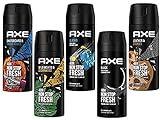 AXE Bodyspray Deo Spray Set 5x 150ml in beliebten Duftrichtungen für besonders viel Frische und Abwechslung, ohne Aluminium, mit 48h Schutz