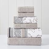 Modern Threads 6-teiliges Set, 2 Badetücher, 2 Handtücher, 2 Waschlappen, garngefärbtes Jacquard/festes Handtuch-Set, Ophelia Rehkitz