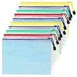 Dokumententasche A5, 10 Stücke Dokumentenmappe mit Reißverschluss, Mesh Kunststoff Reißverschlusstasche, 5 Farben, für Datei, Papier, Dokumente, Kosmetika, Hausaufgaben