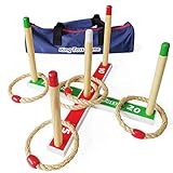 Holz-Ringwurfspiele – Quoits Spiele-Set, 5 Seilringe mit Tragetasche