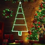 Moxled Weihnachtsbeleuchtung Außen Batterie Grün, 81cm LED Leiter Lichterkette Batterie mit Timer, 8 Modi, Wasserdicht Leiter Lichterkette Weihnachtsbaum für Innen Außen Party Weihnachtsdeko Fenster