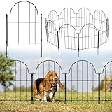Thealyn Gartenzaun, 43 cm (H) × 3.3 m (L) gewölbte rostfreie Metall No Dig Fence Gartenzaun Grenze, Bodenpfahl Tier Barriere Zaun für Kaninchen Hund, Outdoor-Dekor für Hof & Terrasse