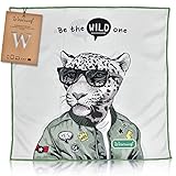WESERWEF® XXL Mikrofasertuch Brillenputztuch in Optikerqualität 30 x 30 cm zur Reinigung von Brille, Smartphone, Tablet, Kamera. Displaytuch(wild one)