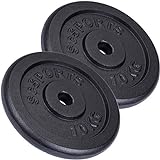 ScSPORTS® Hantelscheiben - Set 15/20/30/40/60kg, 30/31mm Bohrung, Gusseisen, Schwarz - Hantelscheiben-Set, Gewichtsscheiben, Hantelgewichte, Fitness Scheiben, Gewichte für Hantel (20 KG (2 x 10 kg))