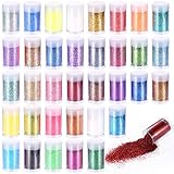 Aokyom 36 Farben Glitzerpulver Set, Glitzer Basteln Glitzerpuder Bunte Glitzer Pulver zum Streuen Kinder Glitzerpulver für Nägel Nagelkunst Karten,Gesicht,Basteln Dekoration