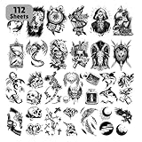 Leesgel Temporäre Tattoos Erwachsene, 112 Blätter Fake Tattoos Klebetattoos Erwachsene