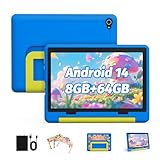 Yicty Kinder Tablet｜Upgraded Android 14 Tablet 10 Zoll für Kinder mit Schutzhülle｜Octa-Core｜8+64GB｜Dual Kamera｜Kindersicherung｜Vorintallierte KIDOZ｜Großes Geschenk für Kleinkind (Blau)