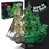 CubicFun 3D-Puzzles Modell eines holländischen Schiffs, Leuchtend, Piratenschiff, Basteln für Erwachsene und Kinder, Bürodekorationssets für Frauen und Männer, 360 Teile