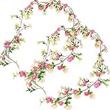 POPAPIE 2 Stück Gänseblümchen Deko Blumengirlande 2.1 Meter Blumengirlande Deko Künstliche,Rosa Künstliche Blumen Gänseblümchen,Kunstblumen Girlande für Hochzeit Wand Party Garten Deko