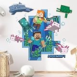 Mine-craf Cartoon Wandaufkleber Kinderzimmer, Wand Fenster Wandtattoo, Videospiel Wandstikcer, Wandaufkleber Poster, Creeper wandtattoo wasserdichte, für Kinderzimmer, Wohnzimmer Wanddekoration