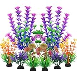 QUOZUO Bunt Aquarium Pflanzen Deko, 10 Stück Aquariumdekor Künstliche Pflanzen fur Aquarium, aquariumpflanzen Dekoration