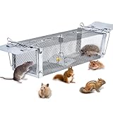 PATEMZON Rattenfalle Lebendfalle, 41x14 x11cm Marderfalle groß, Premium Rattenfalle, Wiederverwendbare Falle, Tierfallenkäfig mit Empfindlichem Auslöser für Drinnen Draußen