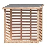 Gartenpirat Holzunterstand für Kaminholz Hylla aussen mit Rückwand Lärche – Kaminholzregal für 2 m³ Holz – 208 x 200 x 75 cm