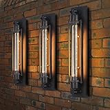 FRIDEKO HOME 3x Modern Industrial Metall Rohr Wandlampe Vintage,45CM Höhe Wandleuchte Retro Steampunk Design Querflöte Stil Lampe Deko für Bar Esszimmer Schlafzimmer Wohnzimmer Flur