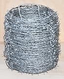 Stacheldraht feuerverzinkt Sperrdraht Natodraht Absperrdraht Draht 2 drähtig 4 spitzig verzinkt (100 Meter)