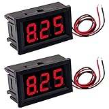 Greluma 2 Stück DC 4.5V-30V digitale Spannungsanzeige, 0.56' 2-Draht LED Voltmeter Anzeige Spannungsprüfer Meter Spannungsmessgerät (rot)