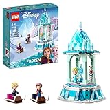 LEGO Disney Princess Annas und Elsas magisches Karussell, Die Eiskönigin Spielzeug, Inspiriert vom Frozen Eispalast mit 3 ikonischen Mikro-Puppen-Figuren und Olaf-Figur 43218