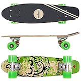 FunTomia Mini-Board Cruiser Skateboard 57cm aus 7-lagigem kanadischem Ahornholz inkl. Mach1 ABEC-9 Kugellager - mit oder Ohne LED Rollen