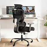 Marsail Bürostuhl Ergonomisch Schreibtischstuhl hat Verstellbarer Lordosenstütze Kopfstütze und Armlehne Höhenverstellung und Wippfunktion