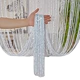 Ailan Kristallperlenvorhang mit Perlen 100 x 200 cm, Türtrenner ideal für Wohnzimmer Wanddekoration Türtrenner und Schrankvorhänge (Weiß)