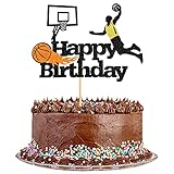 1 Stück Basketball-Kuchenaufsatz Alles Gute zum Geburtstag Schild Tortenaufsatz Basketballspieler Kuchendekorationen für Sport Thema Mann Junge Mädchen Geburtstagsparty Zubehör