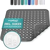 Engelbach® Duschmatte rutschfest 53x53cm inkl. 2 Haken - Antibakteriell & BPA-frei - Duscheinlage, Antirutschmatte - Waschmaschinen geeignet und schimmelresistent