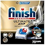 Finish Ultimate Plus Infinity Shine Spülmaschinentabs – Geschirrspültabs für intensive Reinigung, Fettlösekraft und Glanz mit Schutzschild – 73 Caps