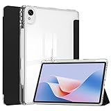 Dreifach gefaltete transparente Acryl-Rückseite, Harte Ständerabdeckung, geeignet for Huawei MatePad 11,5S 11,5 Zoll 2024, mit Stifthalter, Tablet-Hülle(Black)