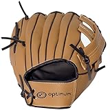 Optimum Extremsport-Baseball-Handschuh – bequeme Sport-Schlaghandschuhe für Linkshänder – Fleece-Innenfutter Handschuhe für Kinder – einfache Handhabung für Hand und Handgelenk – Senior, Braun