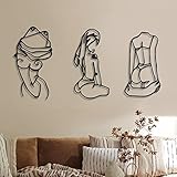 Photect 3 Stück Metall Wandkunst Dekor - Minimalistische Abstrakte Frau Moderne Linie Zeichnung - Weiblich Einzeilige Wand Home Hanging für Schlafzimmer Küche Badezimmer