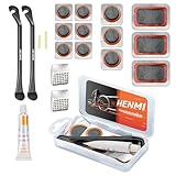 HENMI Flickzeug Fahrrad Reparaturset, Fahrrad Reifenheber, Tragbar Fahrrad Flickset, Fahrradreifen Reparaturset mit Reifenreparaturkleber, Patch, Kompatibel mit Allen Fahrradschläuchen 2024