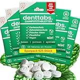 DENTTABS Zahnputztabletten 625 Stk | Mint mit Fluorid | 10 Monate Vorrat | vegan & plastikfrei | nachhaltige Alternative zur Zahnpasta