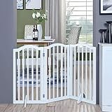 The Fellie Absperrgitter Hund H82cm, Freistehendes Schutzgitter mit Füßen，Kindergitter Klappbar, Holz Hundegitter Treppe, Absperrgitter für Häuser, Türöffnungen, Treppenschutzgitter ohne Bohren, Weiß