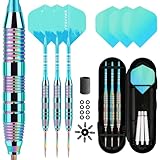 Trecynd Darts with Metal Tip 22 g, Professional Steel Darts with Metal Tip, Steel Darts Set, Steel Tip Darts, Set of 3 Aluminium Shaft and Extra 3 Dart Flights