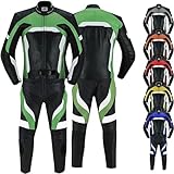 German Wear 2-teiler Motorradkombi Biker lederkombi aus Rindsleder, 54/XL, Grün