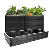 BigDean 3 Stück XL Hochbeet für Garten aus wetterfestem Kunststoff 150x76 cm in Anthrazit – Palettenrahmen faltbar, steckbar & stapelbar – ideal für Pflanzen, Gemüse & Kräuter – Made in Europe