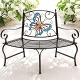 DanDiBo Baumbank Halbrund Wetterfest Metall Braun 96594 Gartenbank Viertelkreis Eisen Bank Garten Antik