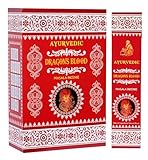Ayurvedic Dragon Blood Masala Räucherstäbchen – 12 x 15 Sticks | Starke Reinigung & Schutz Handgerollt, Natürlich, Aromatisch | Mit Kajal Sticker Floral & devotional