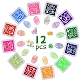 Vicloon Stempelkissen Set, 12 Farben Stempelkissen Fingerabdrücke Set, Ungiftig Abwaschbar Stamp Pad, für Gummi Stempel DIY Scrapbooking und Karte Machen Dekoration