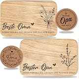 kupi Geschenkset Oma und Opa Geschenke für Großeltern | Brettchen Oma und Opa Frühstücksbrettchen mit Gravur | Geschenk Holzbrettchen Set