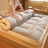 AXSDEJT Japanische Tatami-Matratzen, Futon-Bodenmatratze, weich, tragbar, faltbar, für Doppelbett, Einzelbett, atmungsaktiv, Grau (Größe: 120 x 200 cm)