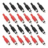 EMSea 40 STÜCKE Solder Cinch Stecker Adapter Audio Video Stecker Ersatz Cinch Stecker Und Buchse Stecker Jack (10 Rot/Schwarz Stecker & 10 Rot/Schwarz Buchse)
