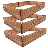 Onbest Premium Hochbeet - Pflanzbeet Holz mit Innenvlies – Garten Hochbeet – erweiterbar und stapelbar – witterungsbeständig – Blumenkasten für Terrasse Balkon – Pflanzkasten (3X Pflanzrahmen)