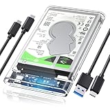 ORICO 2,5' USB C Externes Festplattengehäuse, USB 3.1 Gen2 auf SATA 3.0 6 GBP/s für 7mm und 9,5 mm 2.5 Zoll SATA Interne HDD und SSD, Werkzeugfreie Montage, UASP Beschleunigung（2139C3-G2）