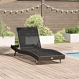 Gecheer Liegestuhl mit Kissen 1-Person Braun 197 x 70 x 82 cm Poly Rattan Gartenliege Liegestuhl Liege Campingliege für Garten Urlaub Strand Pool