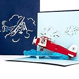 3D Pop Up Karte Flugzeug - Geburtstagskarte, Geschenk & Einladung zum Geburtstag - Flugzeugkarte mit 3D Modell Propeller-Flugzeug als Gutschein, Geschenkidee & Geschenkverpackung zur Flugreise