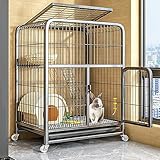 Kaninchenstall Hasenkäfig - Zweistöckiger Indoor-Outdoor-Käfig mit Rädern und tiefer, auslaufsicherer Schale für Meerschweinchen und Hasen