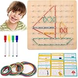 Montessori Spielzeug Ab 3 Jahre, Holz Geoboard Holzspielzeug, Montessori Wooden Geoboard, Lernspielzeug Montessori Motorikspielzeug, Lernspielzeug für Kinder, Phantasie&Kreativität Der Kinder Anregt