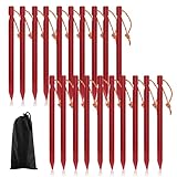 20 Stück Zelt Heringe, 18cm/7' Zeltheringe Sturmsicher Sandheringe Aluminium Heringe Zeltheringe Stabil Camping Heringe mit Seil Erdnägel Häringe für Camping Garten (Rot)