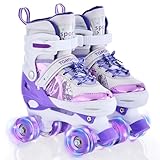 TOMSHOO Rollschuhe für Mädchen, Inlineskates für Kinder, Mädchen, mit leuchtenden LED-Leuchten, Inlineskates für Kinder, verstellbare Größe, für Anfänger, Kinder, Geschenk
